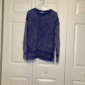 Blue Mineral Wash Sweatshirt Zenana Size S/M